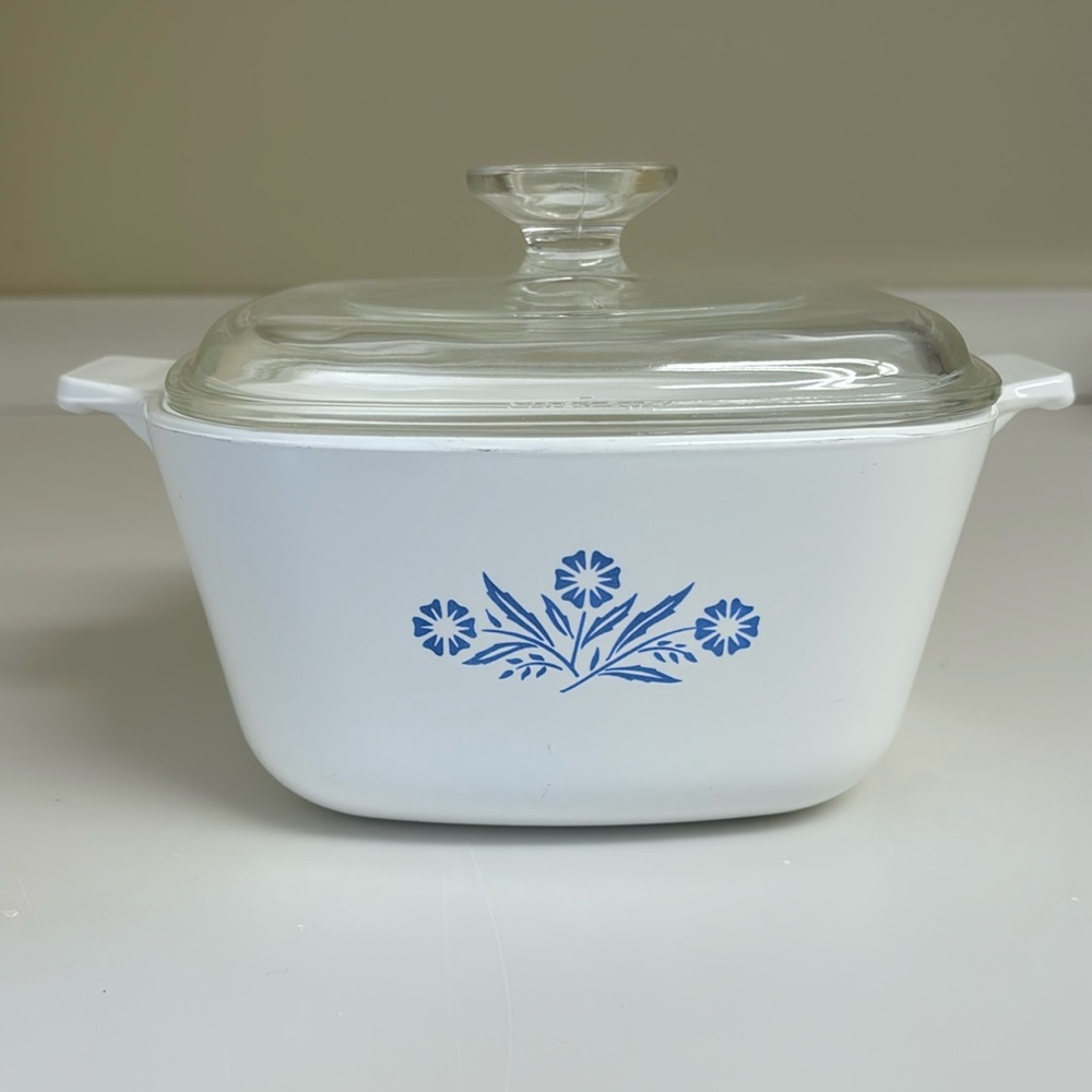 Vintage Blue Cornflower Corning Ware Square Casserole Dish P-1 3/4-B & Lid A7C
